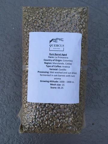 100% Arabica. Unroasted Coffee 10 lbs - Rum Barrel Aged - Dried in Fruit
