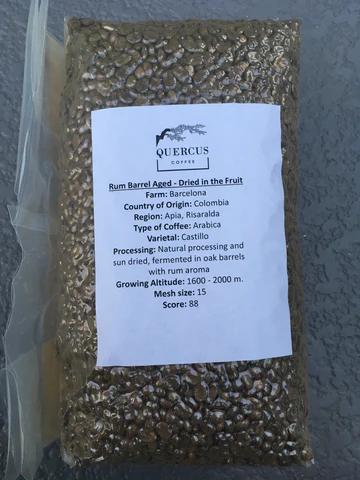 100% Arabica. Unroasted Coffee 10 lbs - Rum Barrel Aged - Dried in Fruit