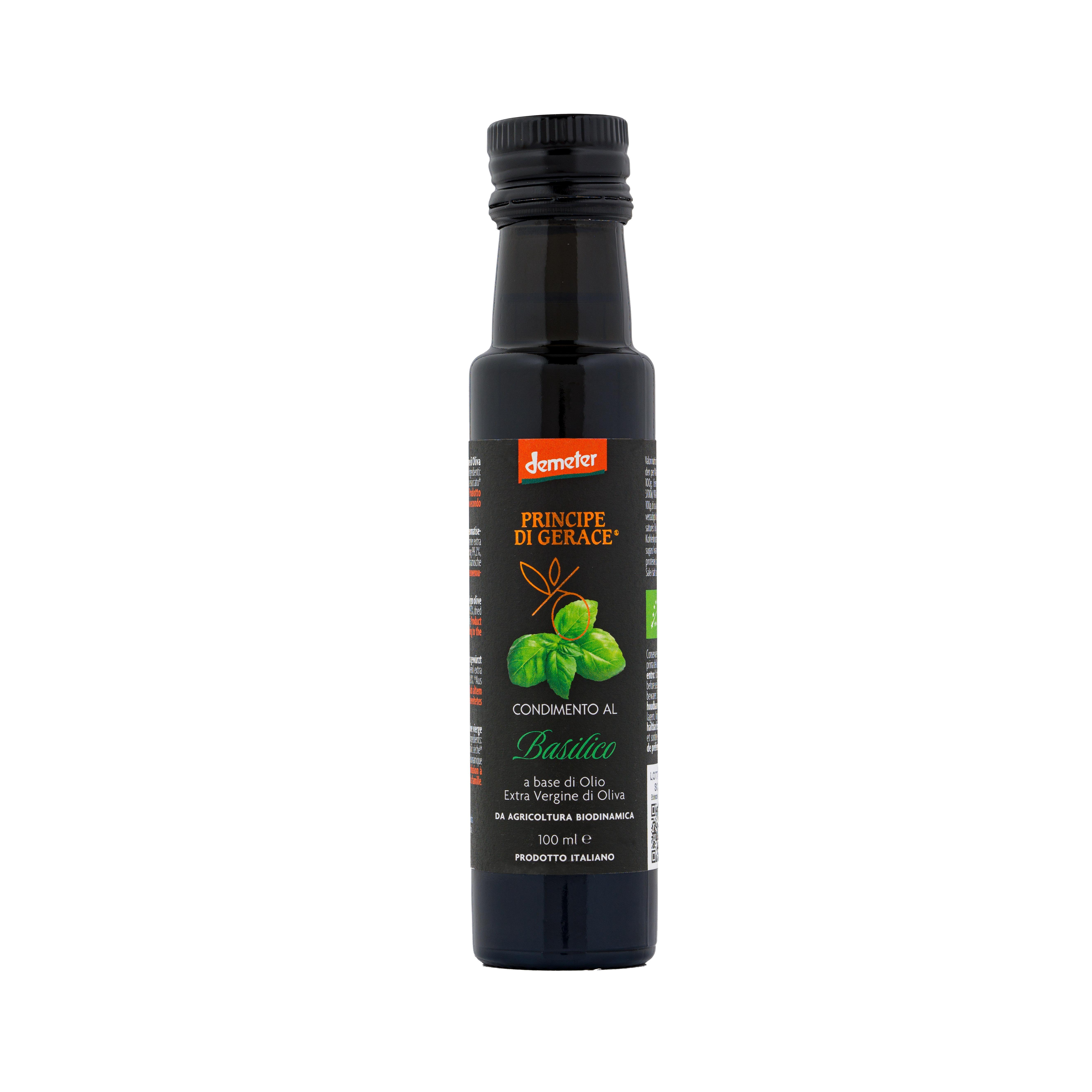 Principe di Gerace® Biodynamic Basil Infused Extra Virgin Olive Oil, Demeter certified, 100% Product of Italy